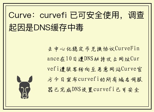 Curve：curvefi 已可安全使用，调查起因是DNS缓存中毒